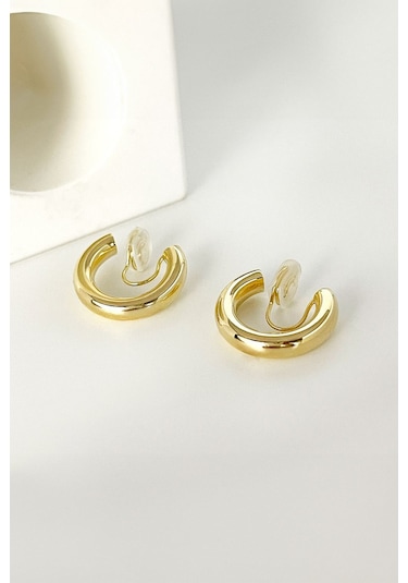 Chavin Gold Bijuteri Deliksiz Kulaklar İçin Geçirmeli Küpe Ev16sr Gold