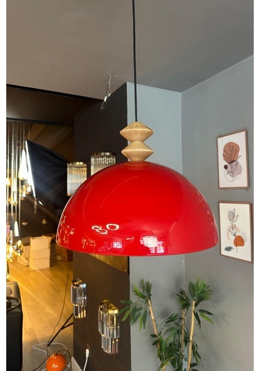 Linate Kırmızı Q Kafa Başlık Avize Tekli Sarkıt Salon Kuaför Dekoratif Aydınlatma Kırmızı