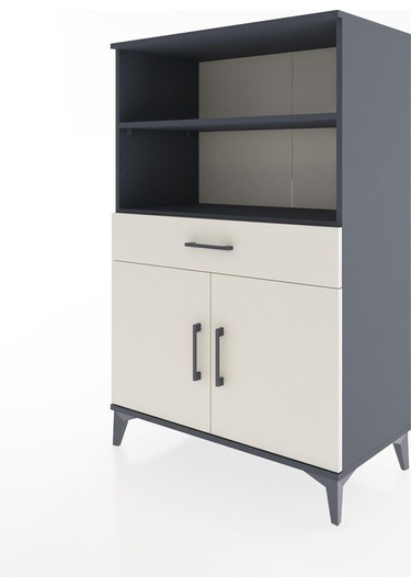 Hyperion Dolap 3 Raflı Tek Çekmeceli 2 Kapaklı 88x44x134 Antr... Antrasit