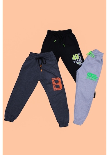 3'lü Superior-babies 49-babies Baskılı Erkek Çocuk Füme-siyah-melanj Gri Eşofman Altı Çok Renkli