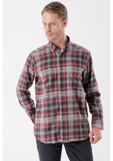 Bordo Uzun Kollu Ekoseli Gabardin Sert Yaka Cepli Garnili Casual Comfort Fit Gömlek 1004235112-bordo Bordo Bordo Uzun Kollu Ekoseli Gabardin Sert Yaka Cepli Garnili Casual Comfort Fit Gömlek 1004235112-bordo Bordo