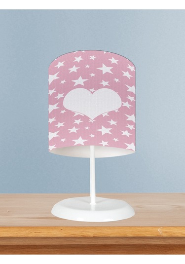 Mekta Home Bebek Ve Çocuk Odası Kalp Ve Yıldız Desenli Abajur