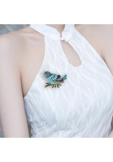 Homyl Düğün Giyim Bayanlar Için Rhinestone Broşlar Dekoratif Mavi