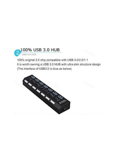 7 Port Usb 3.0 Çoklayıcı Çoğaltıcı Hub Çoklu Cihaz Çoklama Bilgisayar