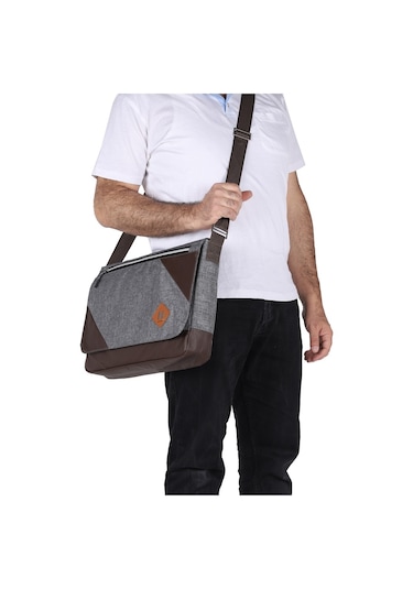 Strong 15.6 Inch Laptop Bölmeli Omuz Askılı Postacı Çantası Kft03 Gri