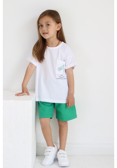 Babywom Unisex Oversize Yazlık Şortlu Basic Takım- Yeşil