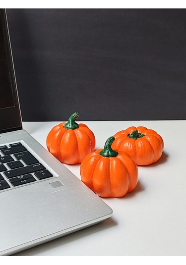 Dekoratif Balkabağı 3'lü Set, Turuncu El Yapımı, Ev Dekoru, Masa Dekoru, Obje, Biblo