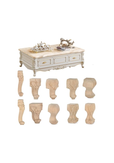 Dekorasyon El Sanatları Masif Mobilya Ayak Bacaklar Dolap Koltuk Ayakları Ahşap Oyma 25x6cm Style 5