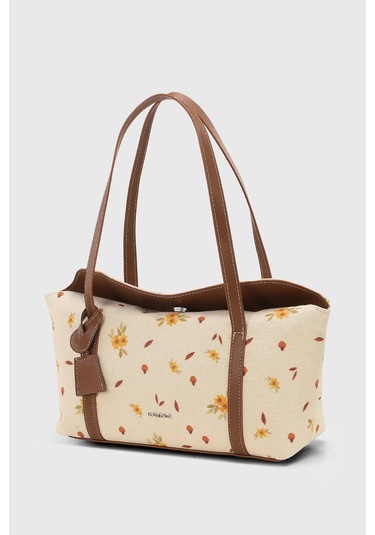Papatya Desenli Kapaklı Bowling Omuz Çantası 270 Papatya Desenli