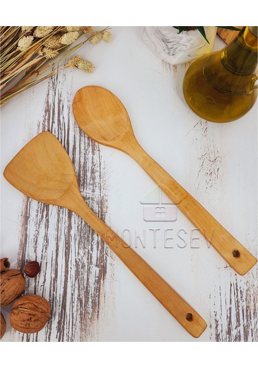 Ahşap Tahta Mutfak Kaşık Seti 2 Parça Kayın Şimşir Ağacı 2-6