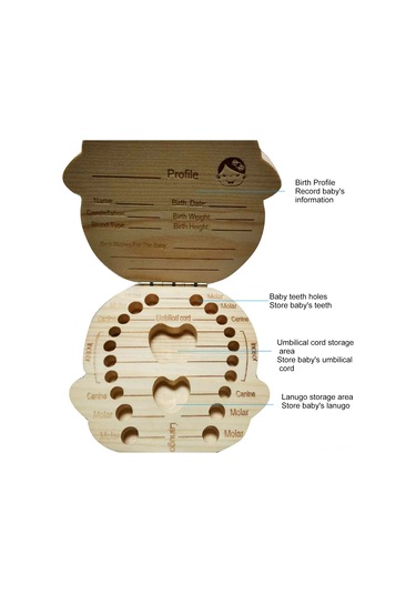 Geeroyoo Bebek Diş Saklama Kutusu - Ahşap Bebek Diş Ve Saç Muhafaza Kutusu, Çocuk Diş Evi, Rusça Erkek Bebek