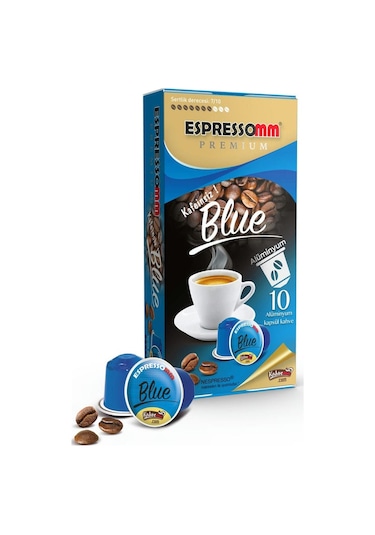 Espressomm® Premium Blue Alüminyum Kapsül Kahve Kafeinsiz 10 Adet