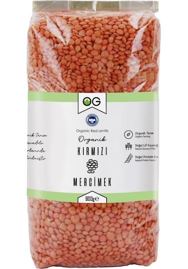 2 Li Organik Kırmızı Mercimek 900 Gr