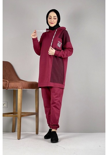Moda Çizgi Tesettür Takım Bordo