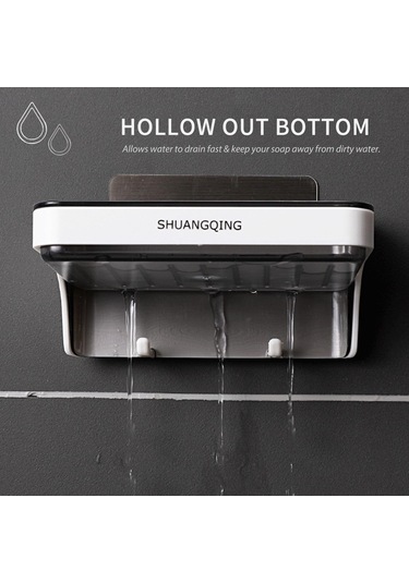 Askılı Sabunluk Duş Duvara Monte Sabunluk Banyo Küvet Drenaj Su Sabun Kutusu Sabun Beyaz