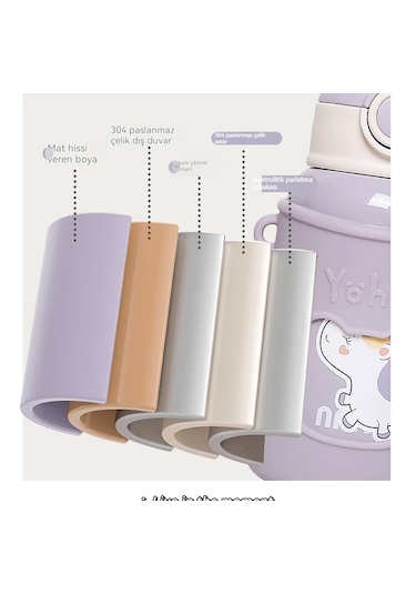 304 Paslanmaz Çelik Çocuk Sevimli Termos Bardağı-mavi