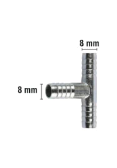 Rakor Metal T Tip Hortum İçin 8mm 2 Adet 5"