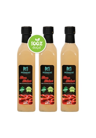Elma Sirkesi 3x500 Ml %100 Katkısız Doğal Şekersiz Koruyucu Içermez