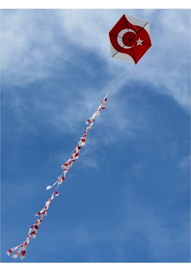 Naylon Altıgen Uçurtma - Bayraklı - Orta Boy