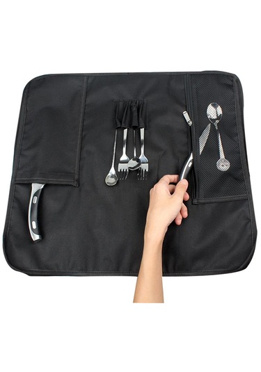 Suntek 8 Yuvalı Şef Bıçağı Rulo Mutfak Pişirme Siyah