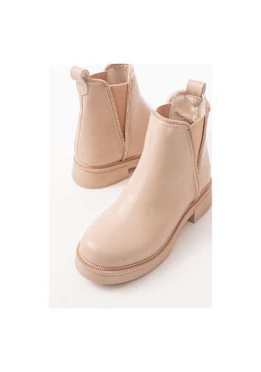 02-02 Nut Taş Aksesuarlı Lastikli Günlük Kadın Bot Beyaz