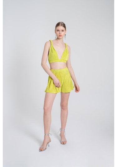 Holly Lolly Beli Lastikli Mini Comfy Şort Yeşil