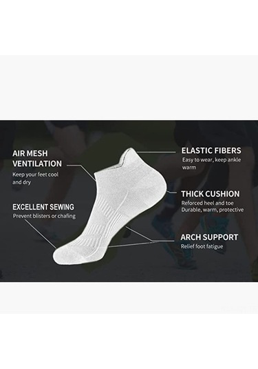 Youmex Erkek Spor Çorapları 6 Adet - Akıllı Nüfuslu, Teri Emici, Yumuşak, Yüksek Konfor - Koşu, Maraton Ve Günlük Kullanım İçin Beyaz Beyaz