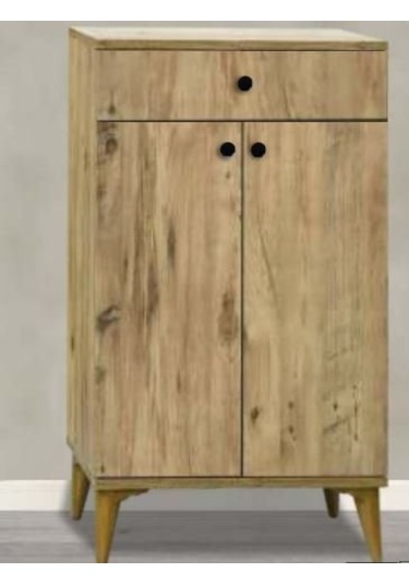 1 Çekmeceli 2 Kapılı Çok Amaçlı Çam Ayakkabılık Dolap Çam