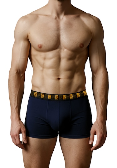 Maksfd Erkek 6 Lı Pamuklu Boxer Set Rahat Ve Esnek İç Giyim Erkek Boxer- Brros Modeli Lacivert