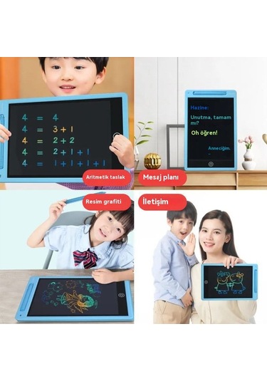 Tcherchi 10 İnç Çizim Tableti, Lcd Yazı Tahtası, Renkli Doodle Tahtası, Tekrar Kullanılabilir Yazı Tahtası Pembe