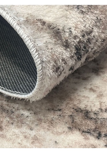 Raschel Carpet Çizgi Desenli Kahverengi Kaymaz Taban Kalın Peluş Halı - Yolluk