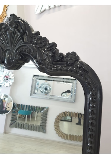 Ayna Denizi Princess Black Model Siyah Renk Dekoratif Ayaklı Boy Aynası Siyah