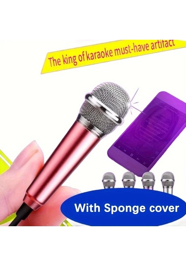 Sunshine011 Rose Gold Mini Mikrofon, 3.5mm Jaklı, Şarkı Söyleme, Kayıt, Oyun, Görüntülü Görüşme İçin Taşınabilir