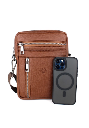 Erkek Taba Askılı Postacı Çanta Omuz Çantası Taba