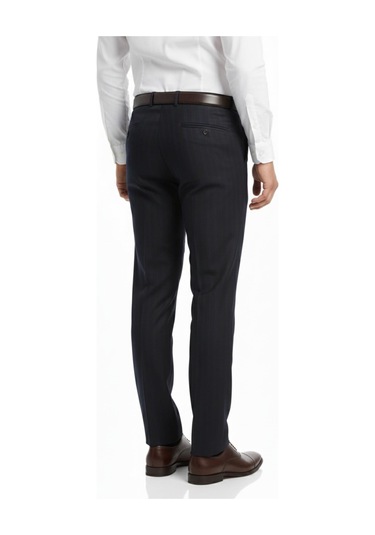 Erkek Regular Fit Çizgili Kumaş Pantolon Likra Kumaş Bgl-st05037 Siyah