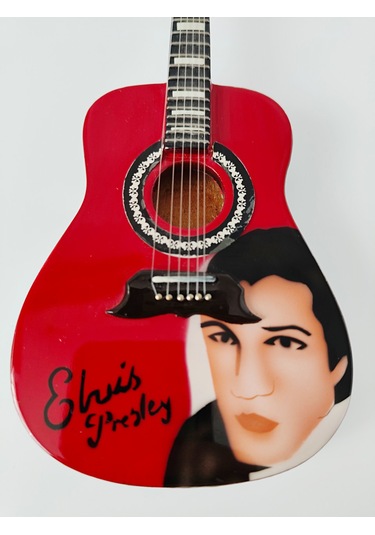 El Yapımı 1/4 Ölçek Minyatür Elektro Akustik Gitar Elvis