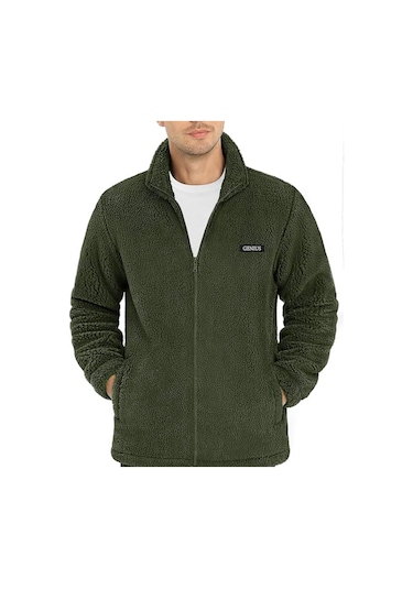 Genius Store Oversize Peluş Sweatshirt Erkek Polar Sweatshirt Erkek Sweatshirt Oversıze-peluss Haki