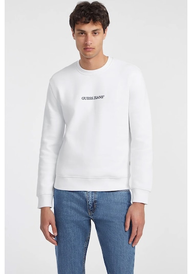 Guess Jeans Erkek Sweatshirt Beyaz