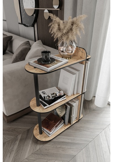 Dekoratif Yan Sehpa Meşe Meşe