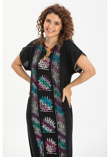Kısa Kol Pamuk Hitit Uzun Elbise Eti Renkli Eti Renkli-eti Renkli Siyah