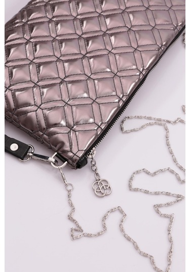 Dgn 4004 Kadin Baklava Dilimi Desenli Çanta 4004-2337-R13773 Platin