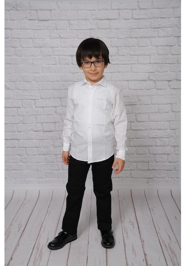 A.L.M Kids Keten Çocuk Uzunkol Gömlek