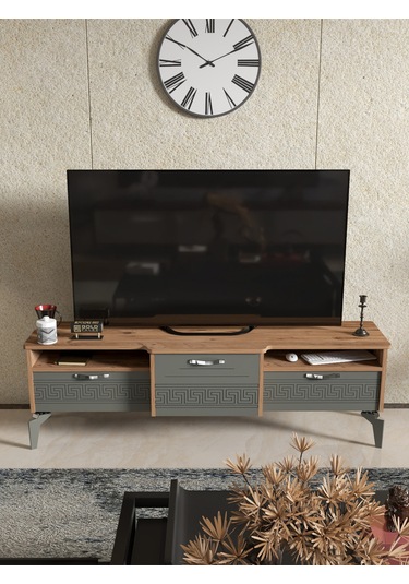 Tv Sehpası Tv Ünitesi Saraylı Beyaz Gold 5062 Çok Renkli