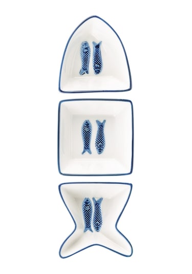 Madame Coco Marine 3 Parça Sunum Tabağı Taba0000000118 Sunum Tabağı-mavi/beyaz