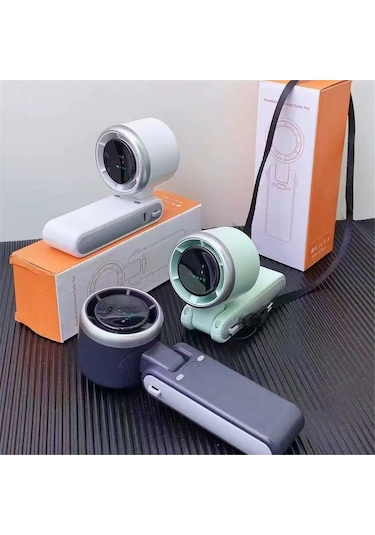 Honmex 3'ü Bir Arada El Tutanlı Mini Turbin Fan: 5 Hızlı Usb Çevirilebilir Masaüstü/neck Fan, 3600mah Batarya Ve Askı Kordonu - Beyaz