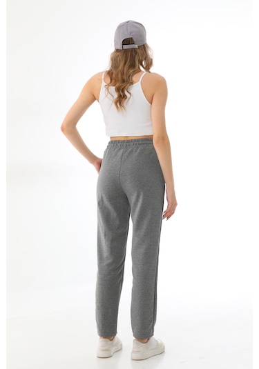 Kadın Mevsimlik Düz Paça Yüksek Bel Klasik Eşofman Altı Gri