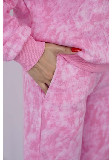 Penyebizden Oversize Sweatshirt & Geniş Paça Eşofman Altı Takım-pembe Baskılı