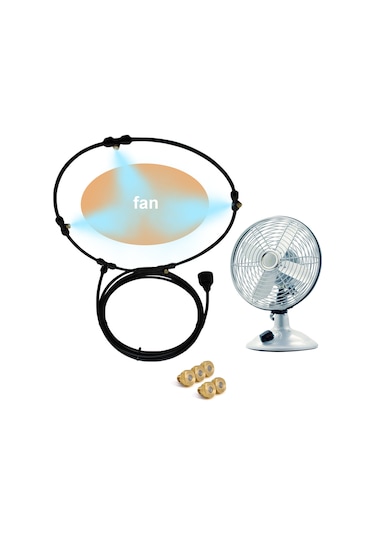 Padalink 18 İnç Siyah Bahçe Fani Soğutma Sprey Halka Seti - 3m Su Borusu, Bakır Uçlar, Kolay Kurulum, Elektriksiz Fani Dahil Değil