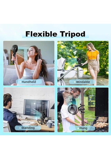 Mini Taşınabilir Arabası Fan, 3 Hız Şarj Edilebilir, 360 Esnek Tripod Döndürün Pink