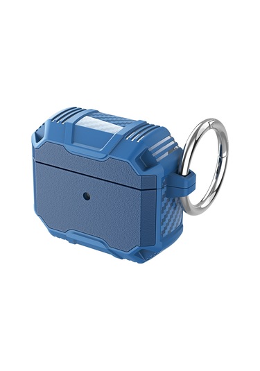 Kablosuz Kulaklık Tpu + Pc Airpods Uyumlu 3 Lacivert Mavi İçin Kancalı Darbeye Dayanıklı Kılıf Mavi